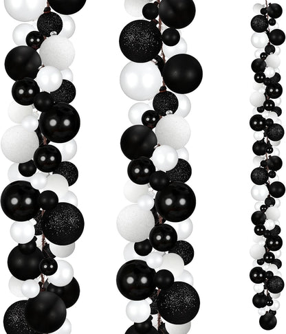 Yuxung - 2 guirnaldas de bolas de Navidad de 6 pies, color negro, b...