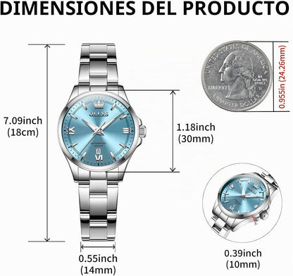 OLEVS Reloj Mujer Reloj Analógico Luminoso Vestido de Acero Inoxida...