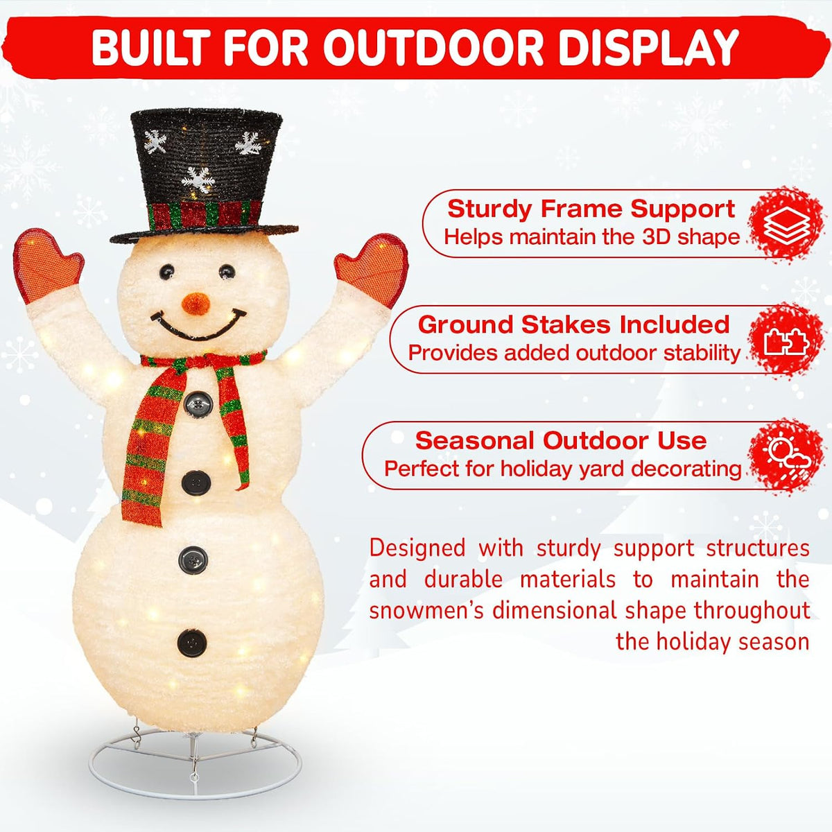 Arborvigro Juego familiar de muñeco de nieve 3D plegable de 3.7 pie...