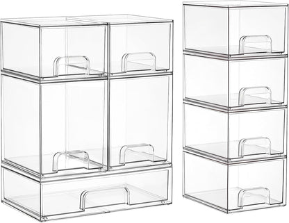 Vtopmart Juego de 9 cajones de almacenamiento apilables transparent...