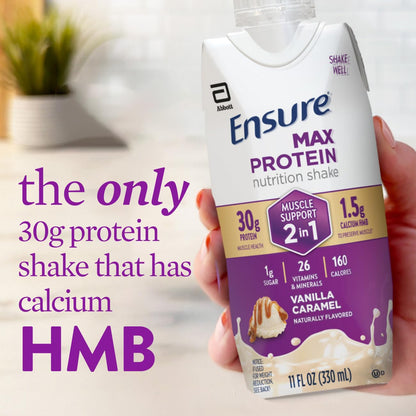 Ensure Max Protein - Caramelo de vainilla 2 en 1, 1.06 onzas de alt...