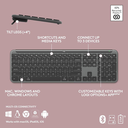 Teclado inalámbrico Logitech Signature Slim K950 con escritura sile...
