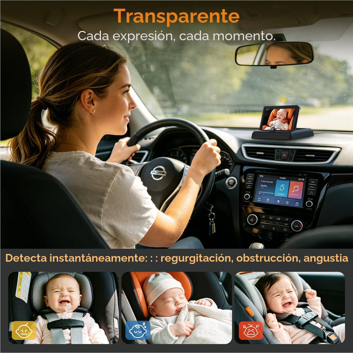 Itomoro Cámara de coche para bebé, alimentada por USB, fácil instal...