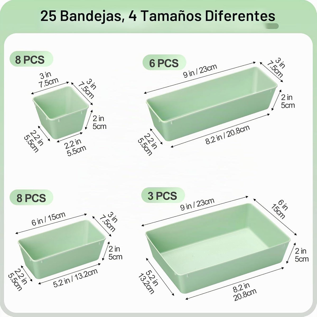 Vtopmart Paquete de 25 organizadores de cajones de plástico con | O...