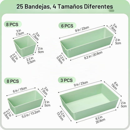 Vtopmart Paquete de 25 organizadores de cajones de plástico con | O...