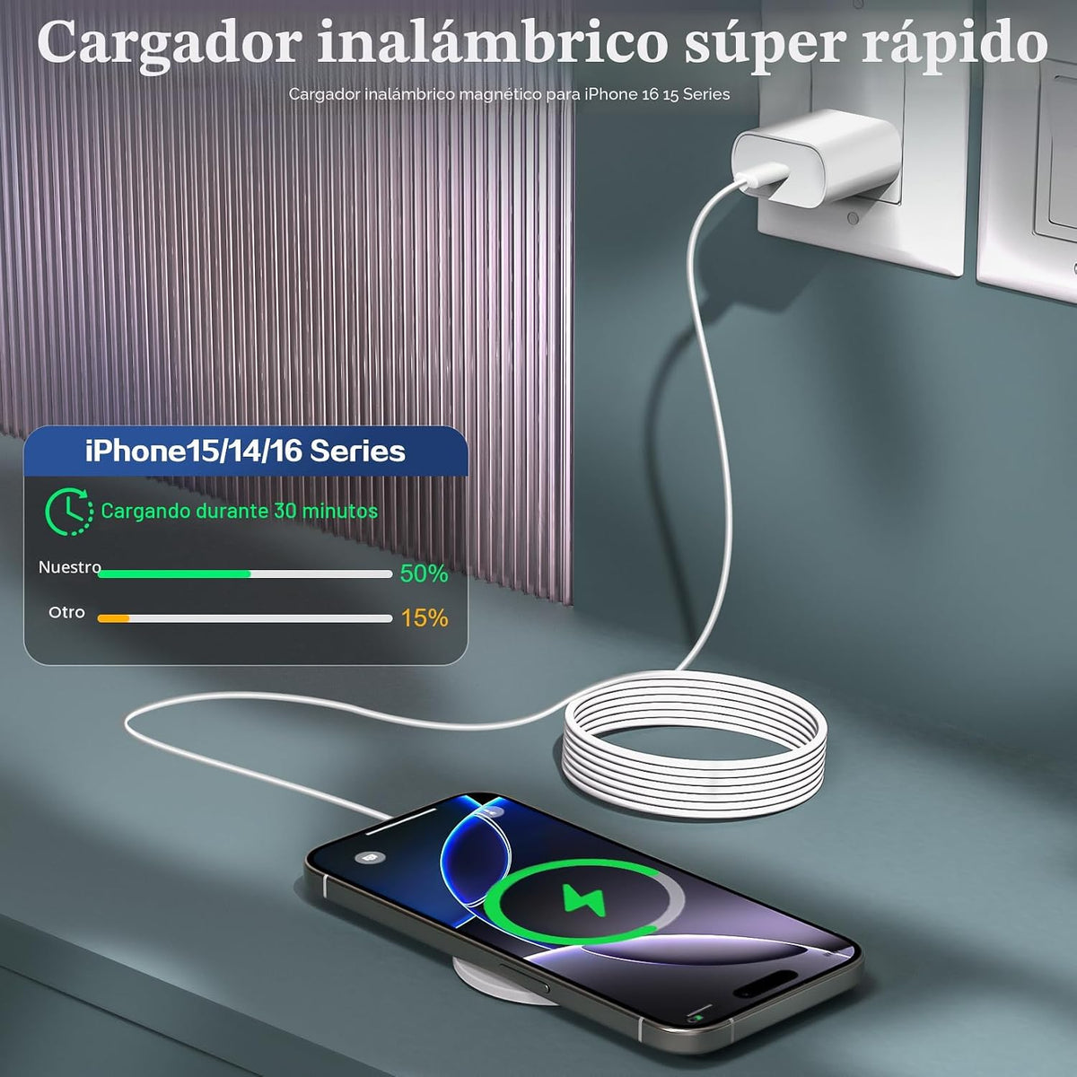 Cargador inalámbrico magnético, paquete de 2 cargadores Magsafe de...