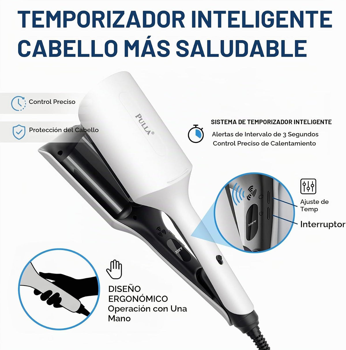 Onduladora de pelo ondulado, rizador de pelo iónico de 1.25 pulgada...