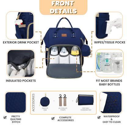 ROSEGIN Mochila para pañales con cambiador, funda para chupete, bol...