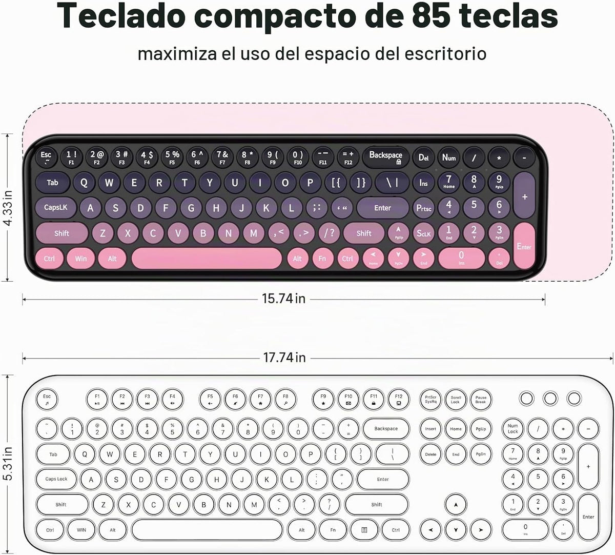 MOFII Combo de teclado y mouse inalámbricos, máquina de escribir co...