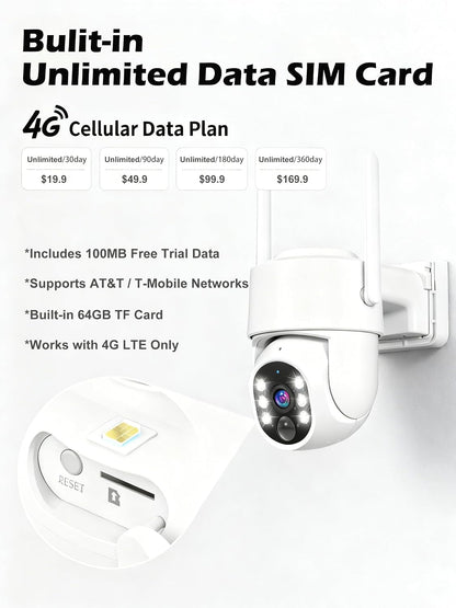 Gianteye 4G LTE cámaras de seguridad solar celulares inalámbricas a...