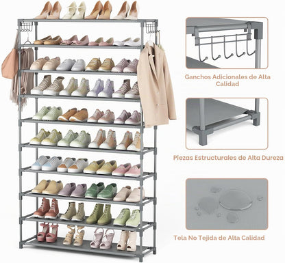LANTEFUL Zapatero de 10 niveles, 50 pares, organizador de zapatos a...