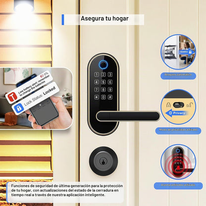 Cerradura inteligente de huellas dactilares Bluetooth con mango y t...