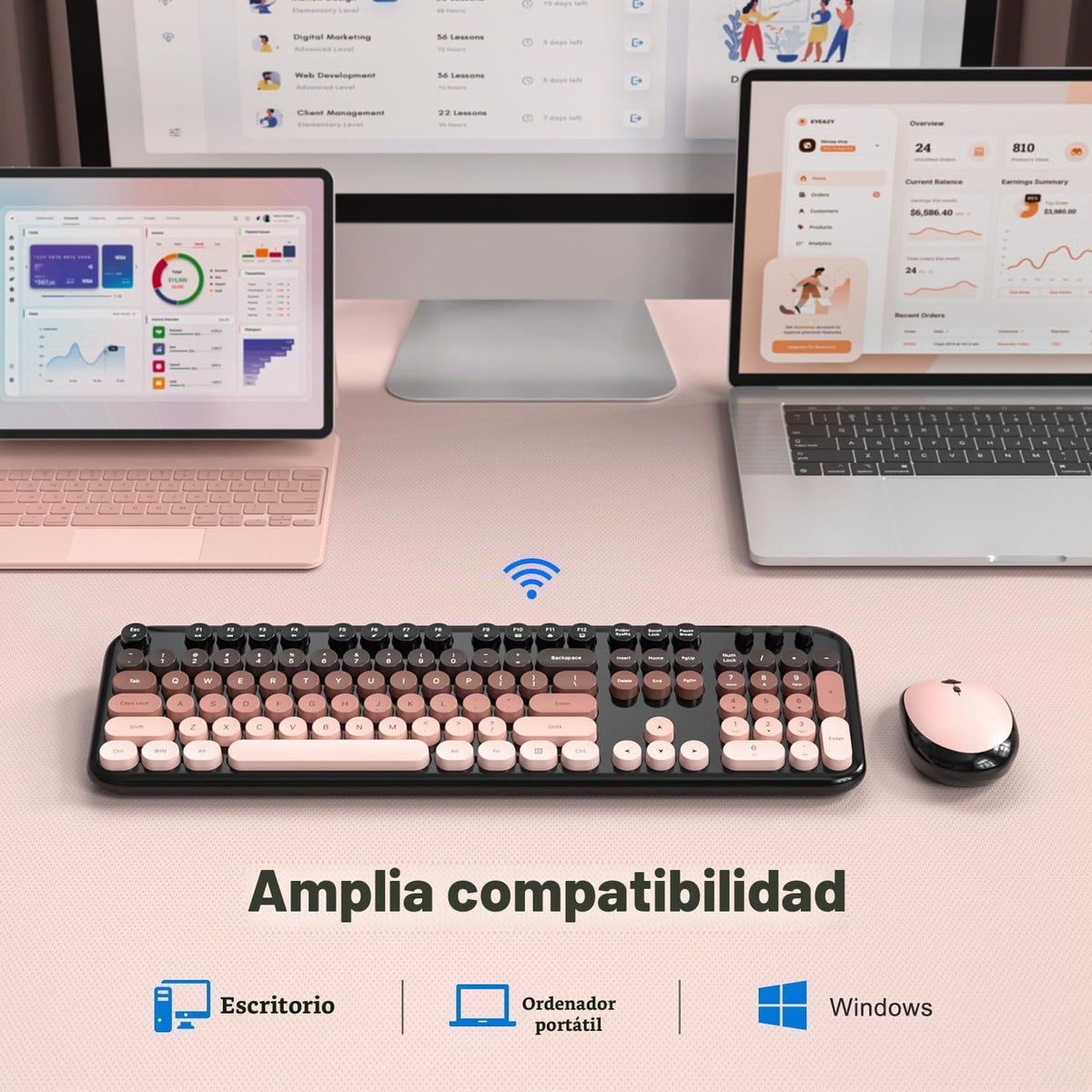MOFII Combo de teclado y mouse inalámbricos, juego de teclado y mou...