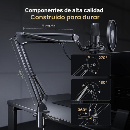 MAONO AU-A04H Kit de micrófono USB con auriculares para PC, podcast...