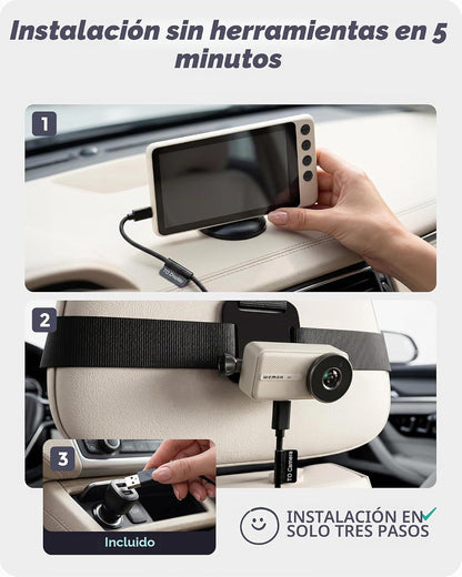 WEMOH Cámara magnética doble para coche para 2 bebés con monitor IP...
