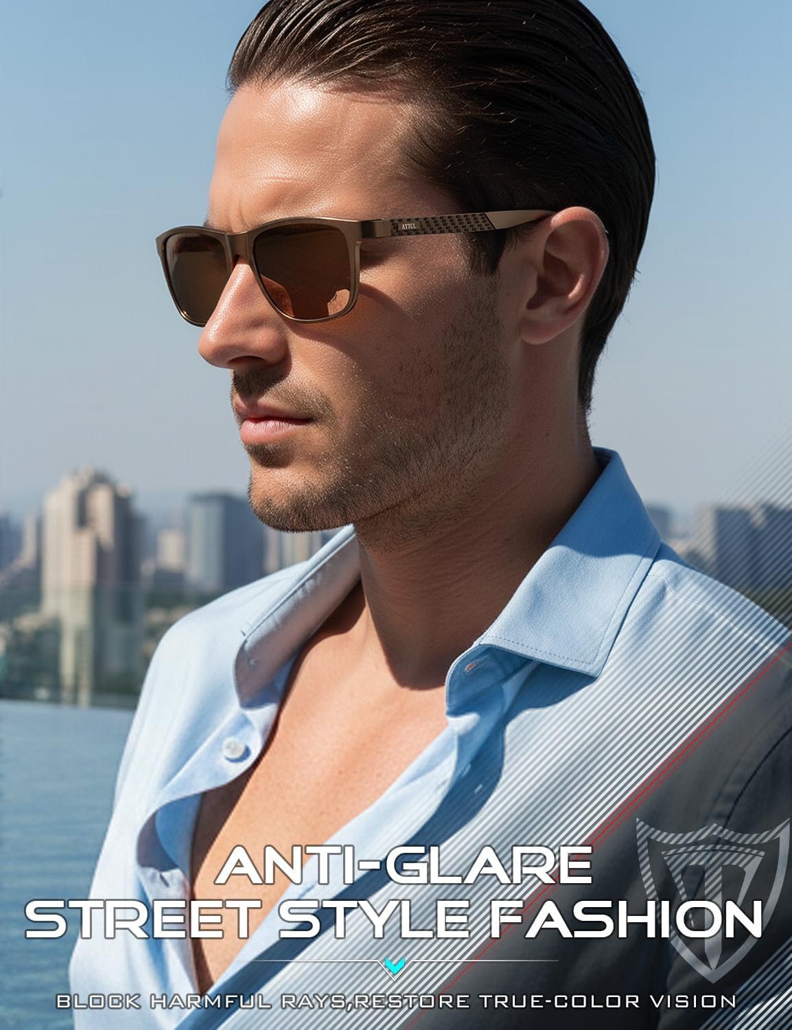 ATTCL Gafas de sol polarizadas para hombre Al-Mg Metal ultraligeras...
