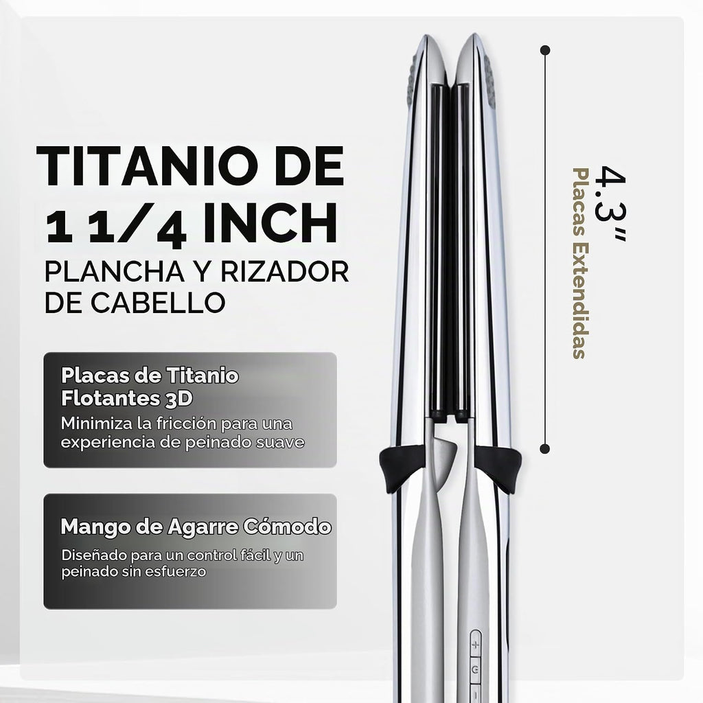Rozamor Plancha plana profesional de titanio, alisador y rizador de...