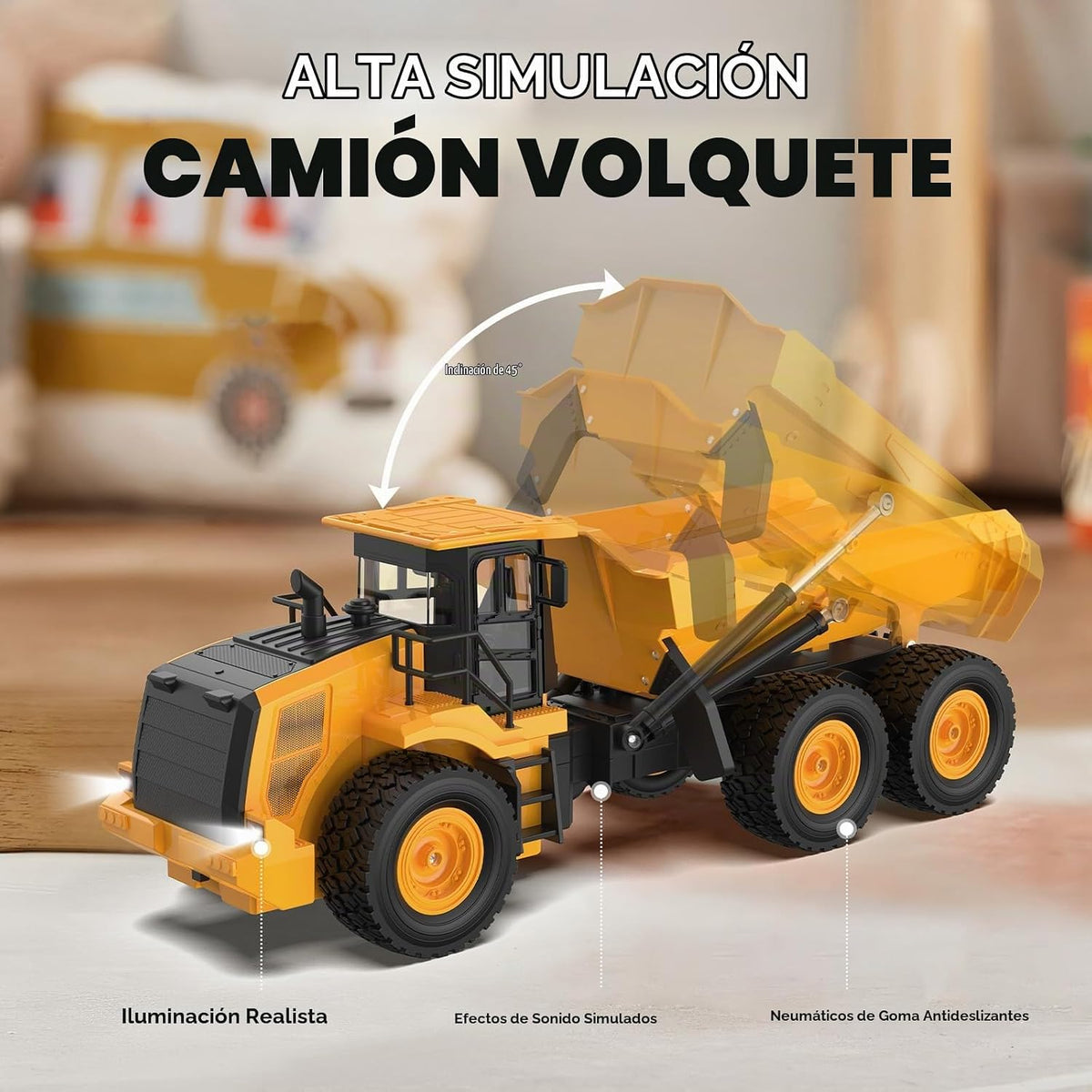 KIDDITOY Camión volquete RC de 15.4 pulgadas para niños, vehículo d...
