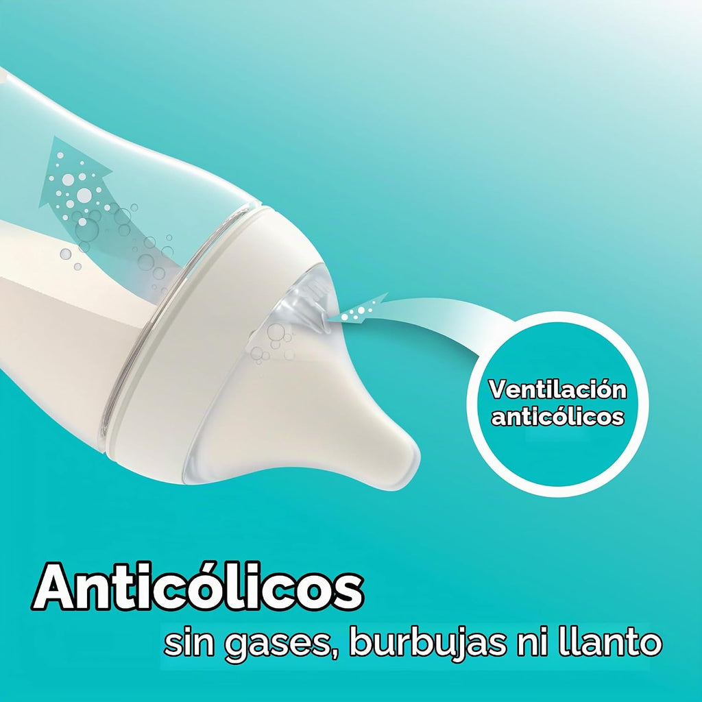 NUK Perfect Match - Biberón de cristal de transición natural, 8 onz...