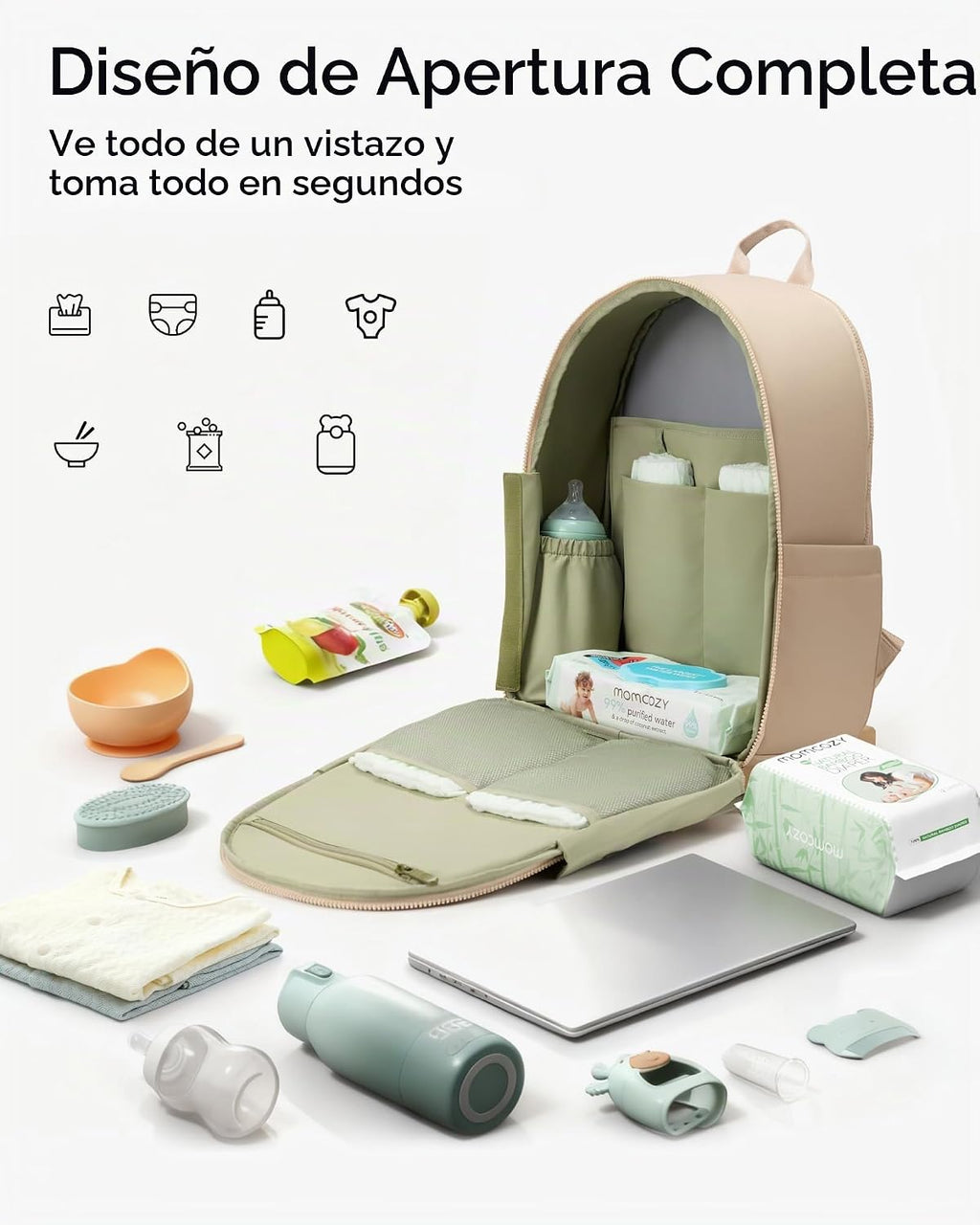 Momcozy Mochila para pañales para viajes y trabajo, impermeable y c...