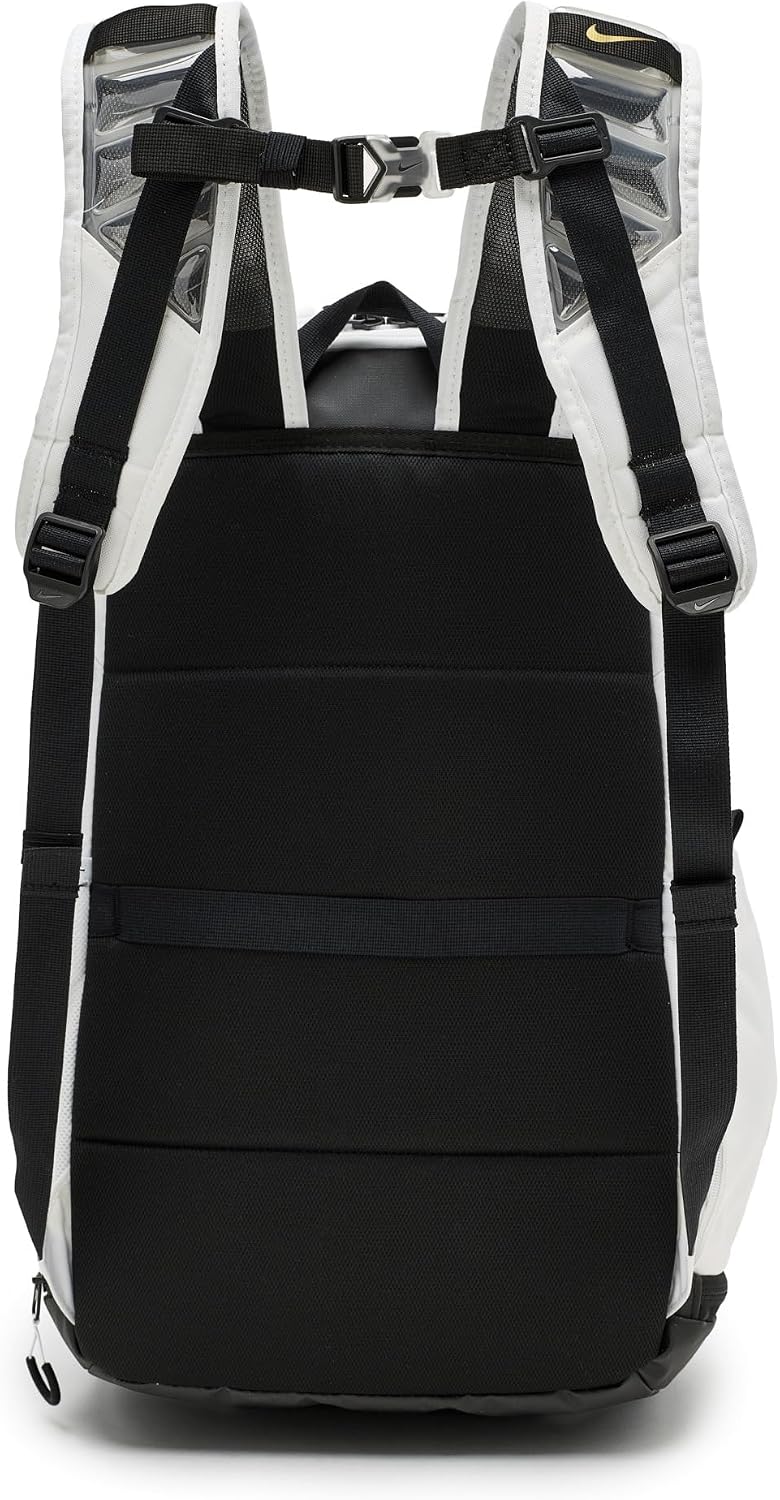 Nike Varsity Elite Mochila (32L), Blanco\/Negro\/Oro Metálico, MISC