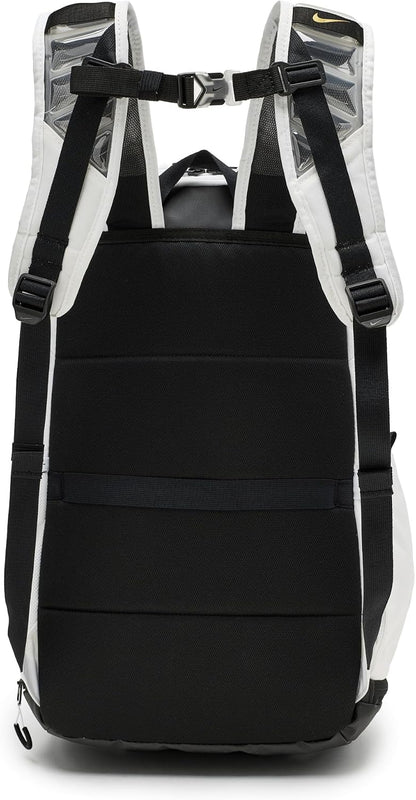 Nike Varsity Elite Mochila (32L), Blanco\/Negro\/Oro Metálico, MISC