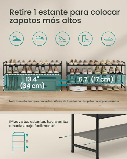 SONGMICS Zapatero largo, organizador de zapatos de 3 niveles, con c...