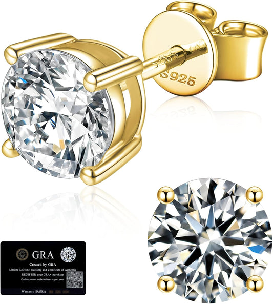 Aretes de moissanita para mujer, aretes de plata de ley 925 para ho...