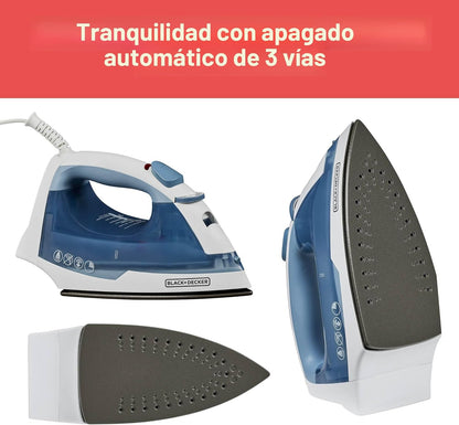 BLACK+DECKER Plancha de vapor para ropa con apagado automático y su...