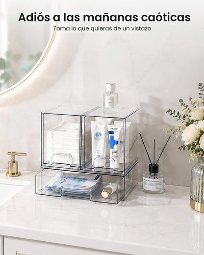 Vtopmart Juego de 3 cajones de almacenamiento apilables transparent...