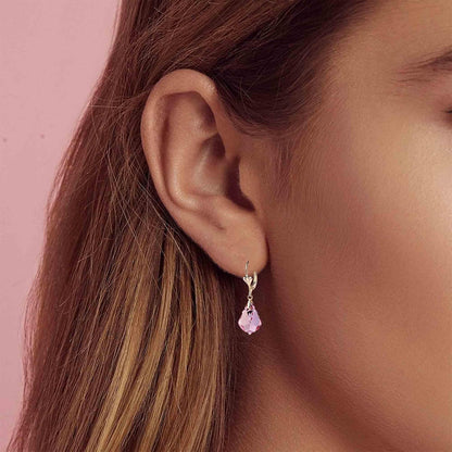 Aretes de cristal austriaco barroco con cierre de palanca para muje...