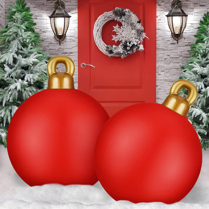 2 bolas inflables gigantes de PVC de 32 pulgadas de Navidad (sólido...