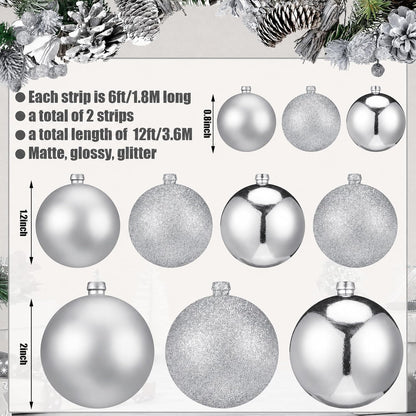 Yuxung 2 guirnaldas de adornos de bolas de Navidad de 6 pies, plata...