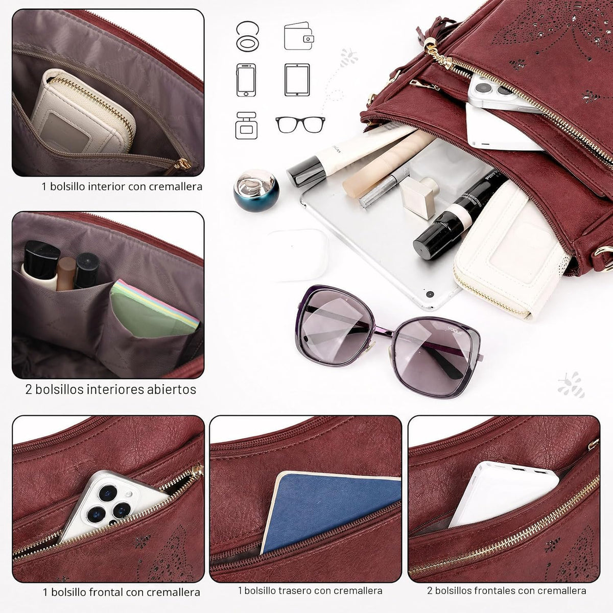 KITEVIUN - Bolsos tipo bandolera medianos para mujer, modernos, bol...
