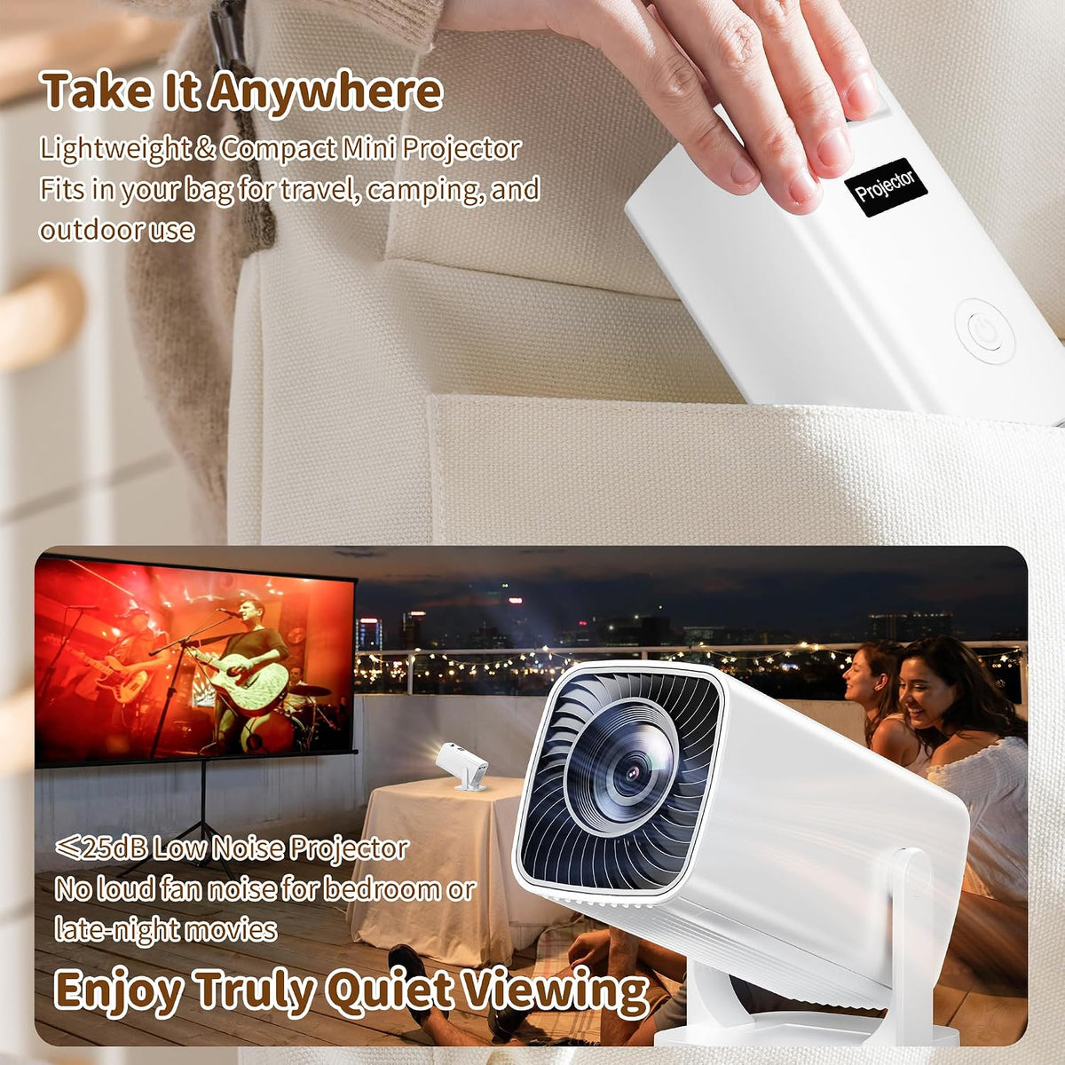 Mini proyector con soporte 4K, proyector portátil de corto alcance...