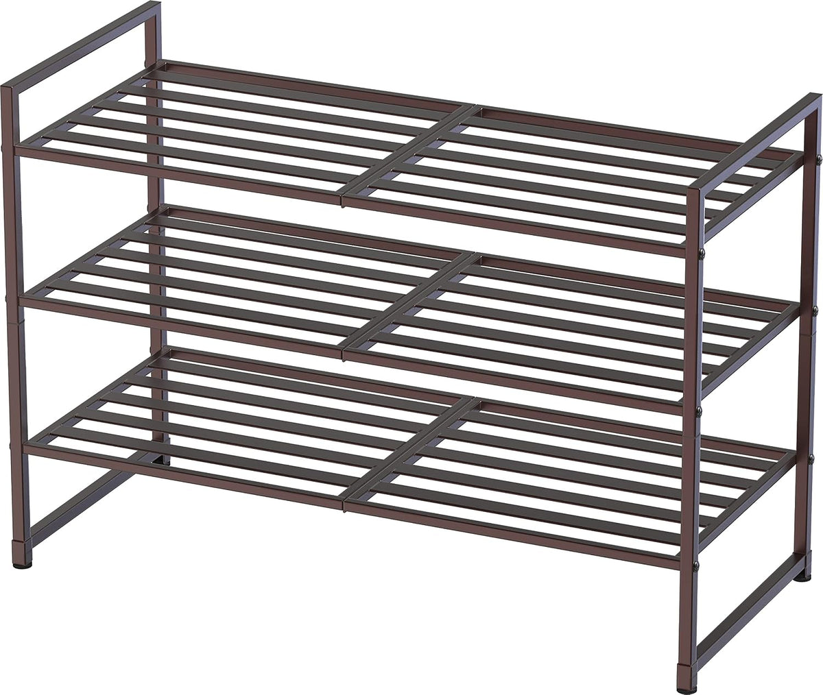 Simple Houseware Zapatero apilable con panel de metal de 3 niveles,...