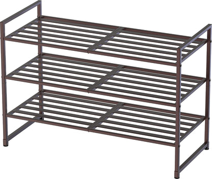 Simple Houseware Zapatero apilable con panel de metal de 3 niveles,...