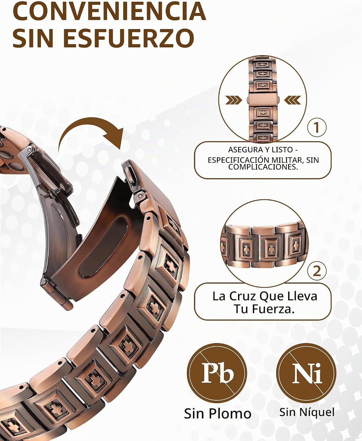 Pulsera de cobre para hombre Feraco, 3 veces más fuerte, pulseras m...