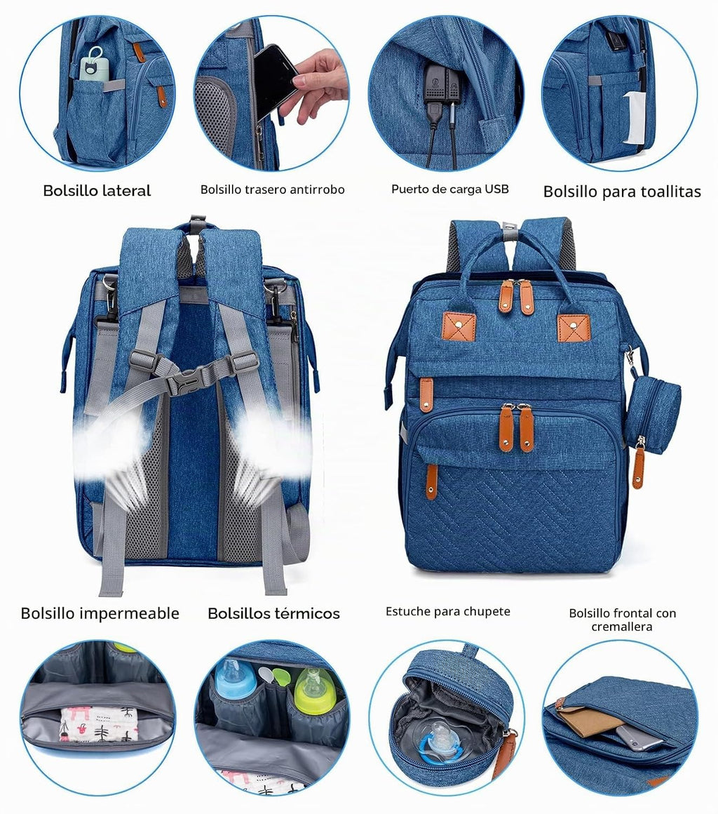 KABAQOO Mochila para pañales con estación de cambio desmontable, bo...
