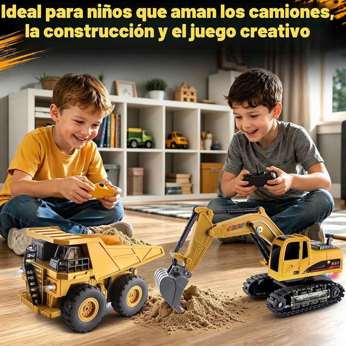 YongnKids 2 piezas de juguete grande de excavadora Rc y camión volq...