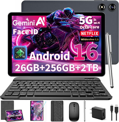 Tableta de 10 pulgadas con teclado - Tableta 2026 Gemini AI Android...