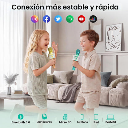 BONAOK - Micrófono inalámbrico Bluetooth de karaoke, 3 en 1; micróf...