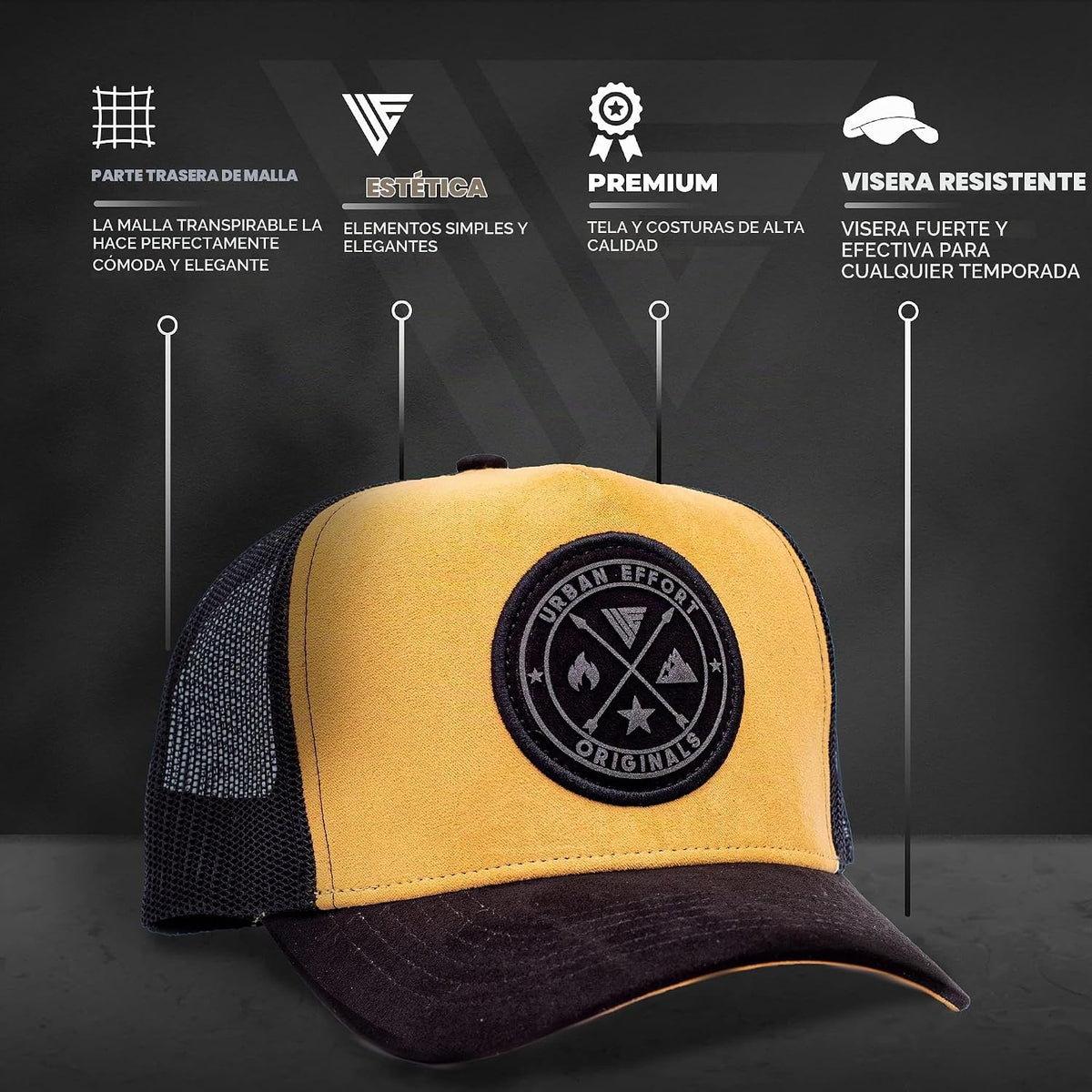 Urban Effort Trucker Hat para hombre – Gorra de béisbol con parte t...