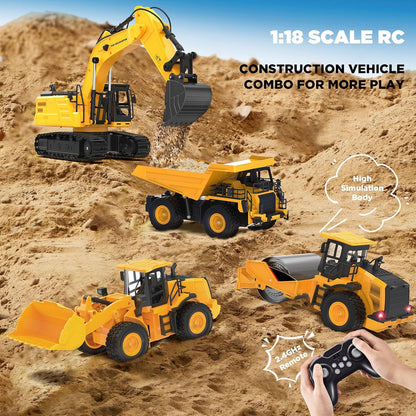 Juguete de excavadora RC de 18.1 pulgadas para niños, vehículo de c...
