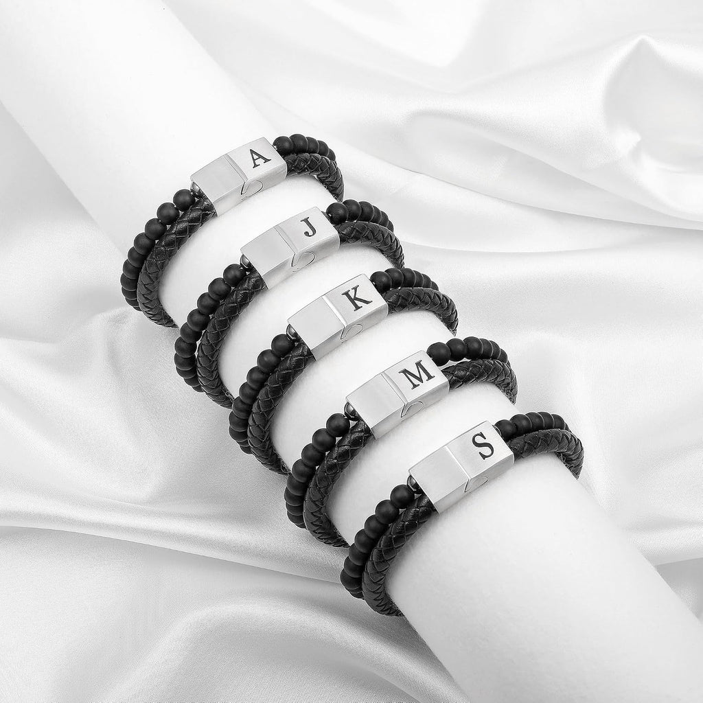 LUXEJEW Regalos para Hombres – Pulsera para Hombre, Pulsera con Ini...