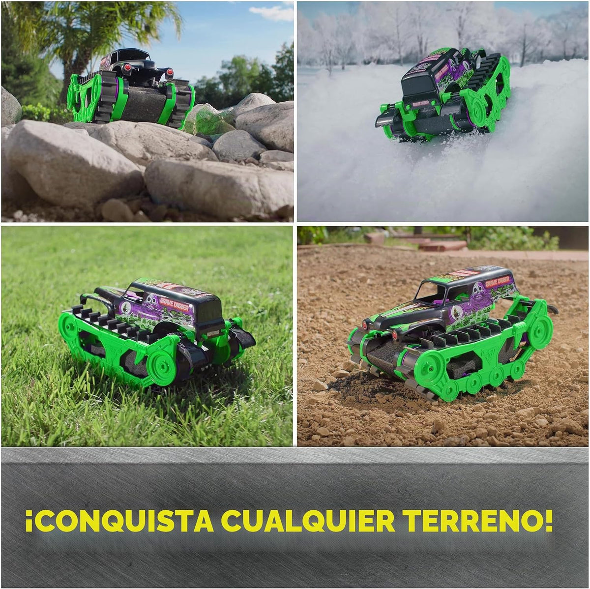 Monster Jam Grave Digger Trax Camión de juguete todoterreno RC, esc...