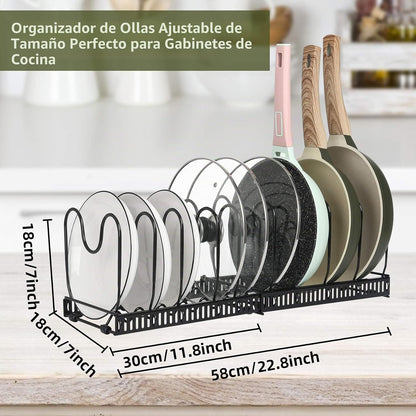 ROOHUA Estante organizador de tapas de ollas y sartenes para debajo...
