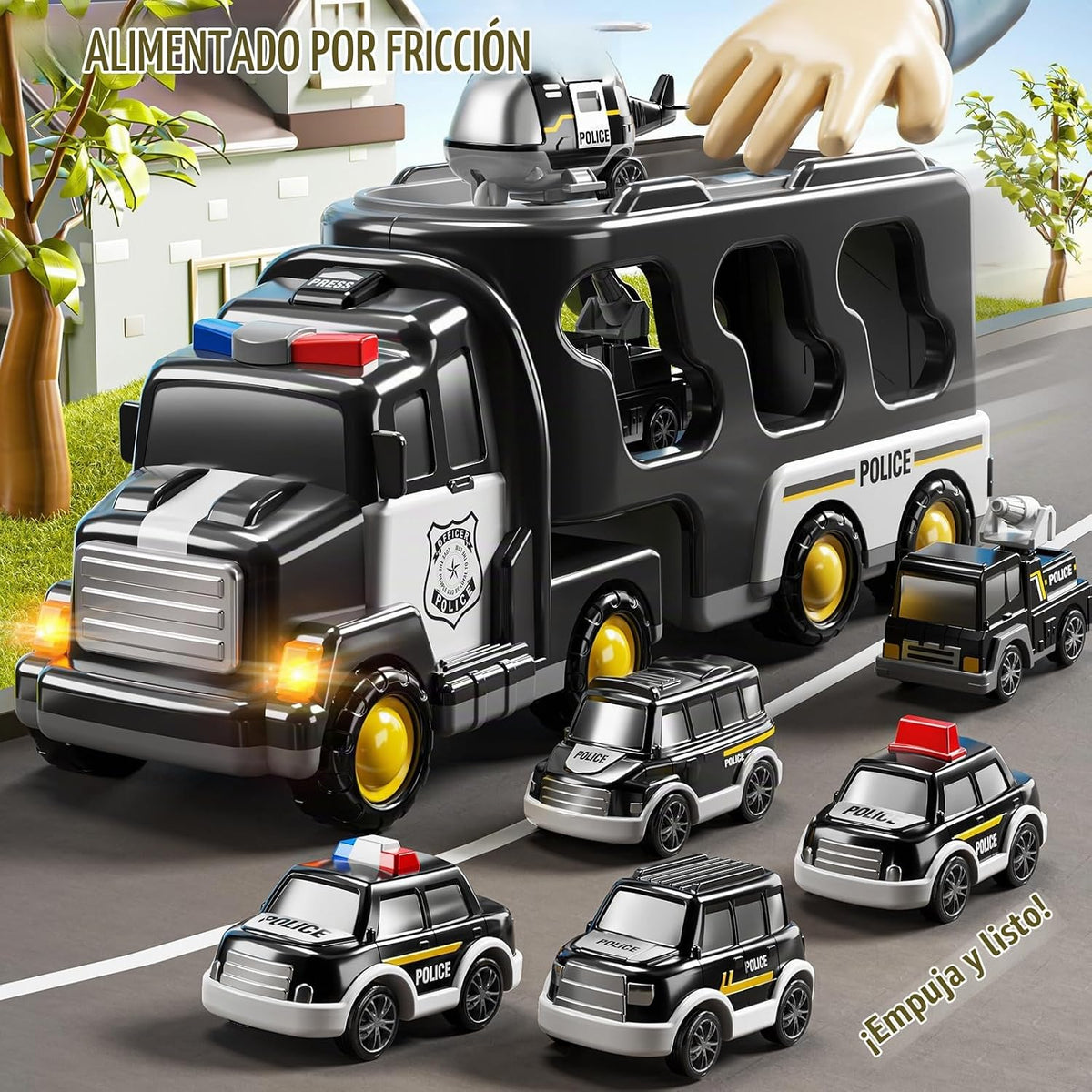 JUKUDAHU - Camión de policía de juguete para niños y niñas de 3 a 9...