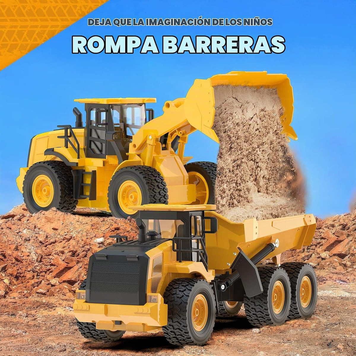 KIDDITOY Camión volquete RC de 15.4 pulgadas para niños, vehículo d...