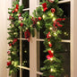 MorTime Guirnalda de Navidad LED de 9 pies con piñas, lazos de baya...
